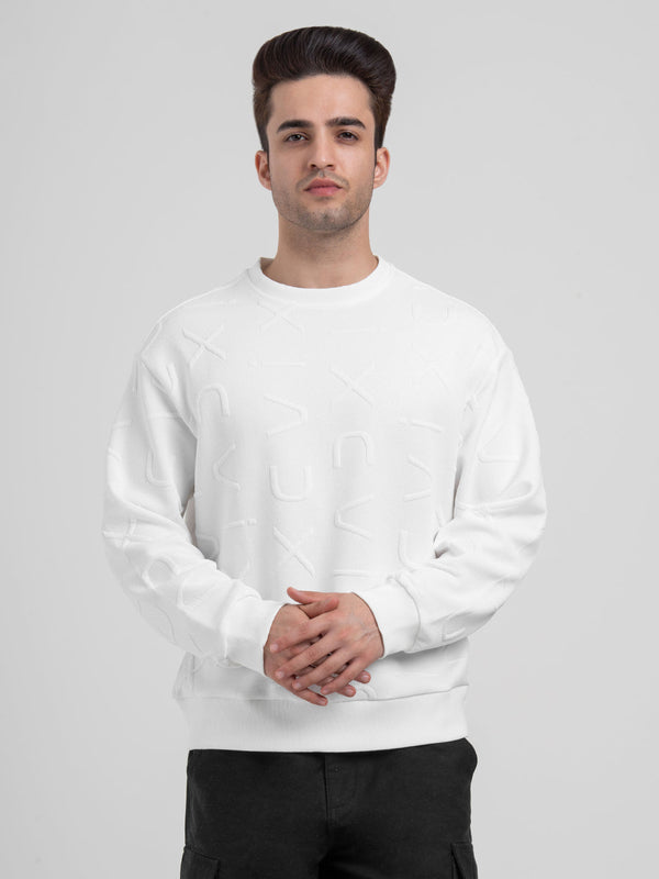 Redtape White Winter Graphic Sweatshirt For Men | Winter-Ready Streetwear Comfort White