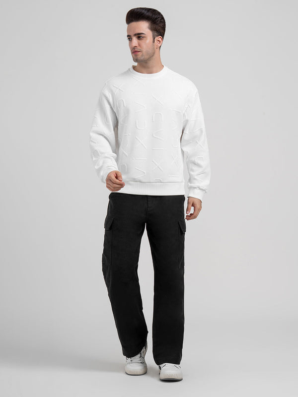 redtape White Winter Graphic Sweatshirt for Men | Winter-Ready Streetwear Comfort White