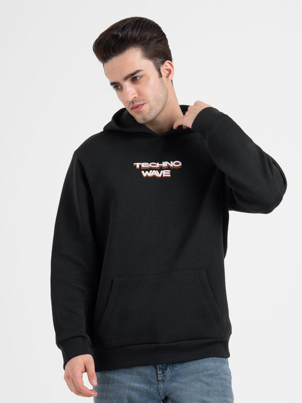 Redtape Winter Black Graphic Hoodie For Men | Winter-Ready Streetwear Style Black