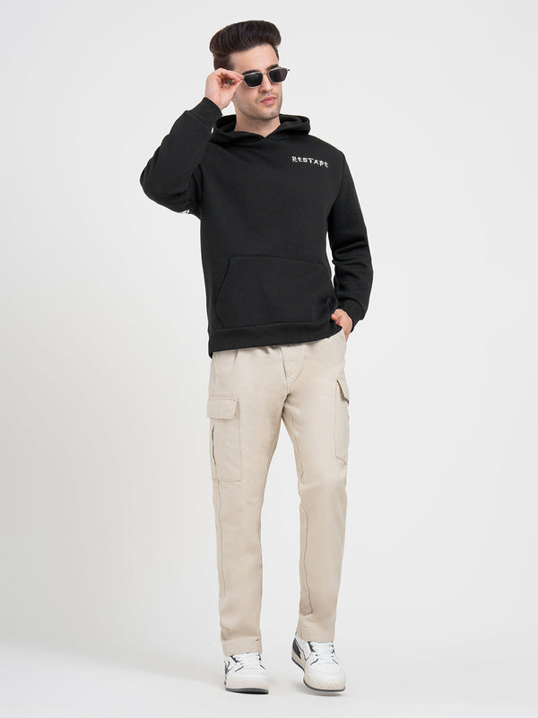 Redtape Winter Black Hoodie For Men | Winter Graphic Streetwear Black