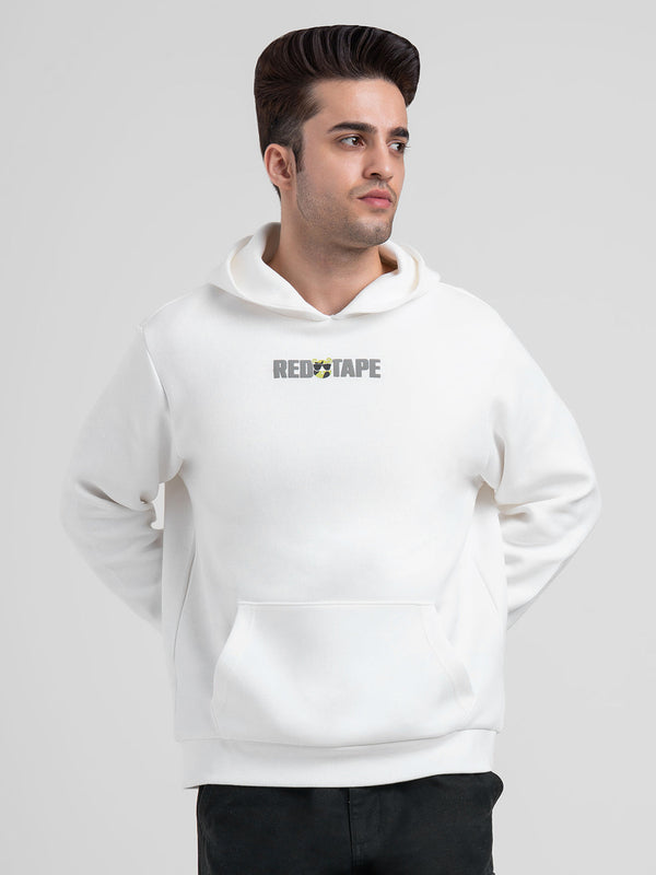 Redtape Winter White Hoodie For Men | Winter-Ready Streetwear Style White