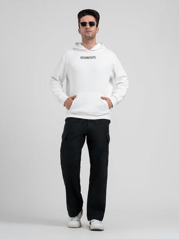 redtape Winter White Hoodie for Men | Winter-Ready Streetwear Style White