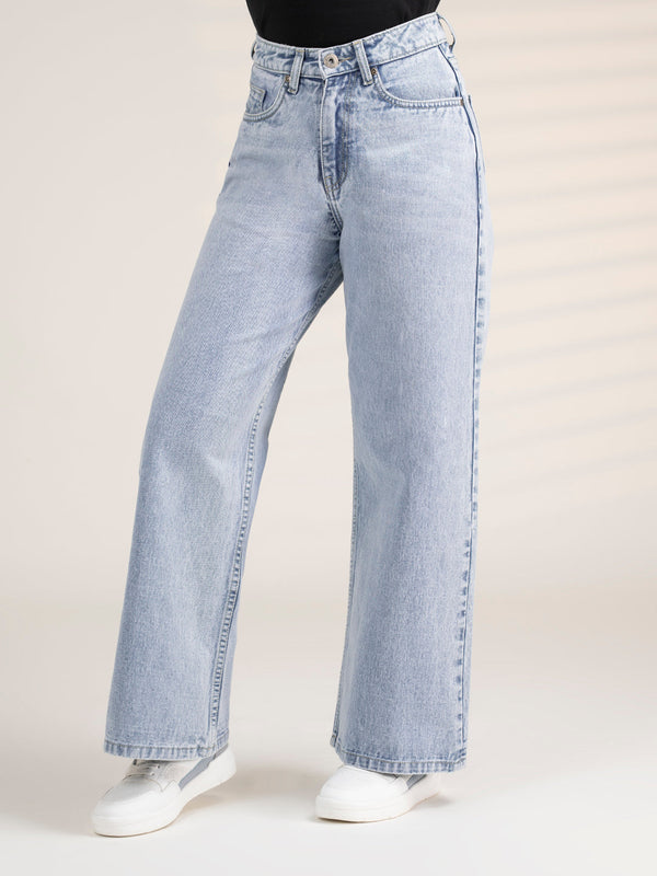 Redtape Women Ice Blue Flared Denim | Women's Flared Jeans Ice Blue