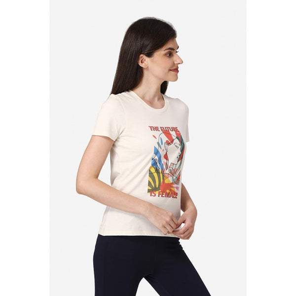 Redtape Women Off White Round Neck T-Shirt Off White