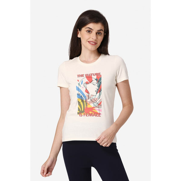redtape Women Off White Round Neck T-Shirt Off White