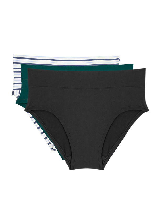 Redtape Women's Hipster Underwear | Barely-There Everyday Comfort ( Pack Of 3) Black White Sea Green
