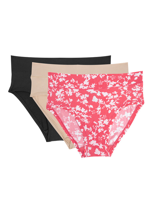 redtape Women's Hipster Underwear | Barely-There Everyday Comfort ( Pack of 3) Black Pink Beige