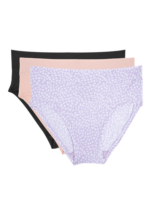 redtape Women's Hipster Underwear | Barely-There Everyday Comfort ( Pack of 3) Black Lilac Baby Pink
