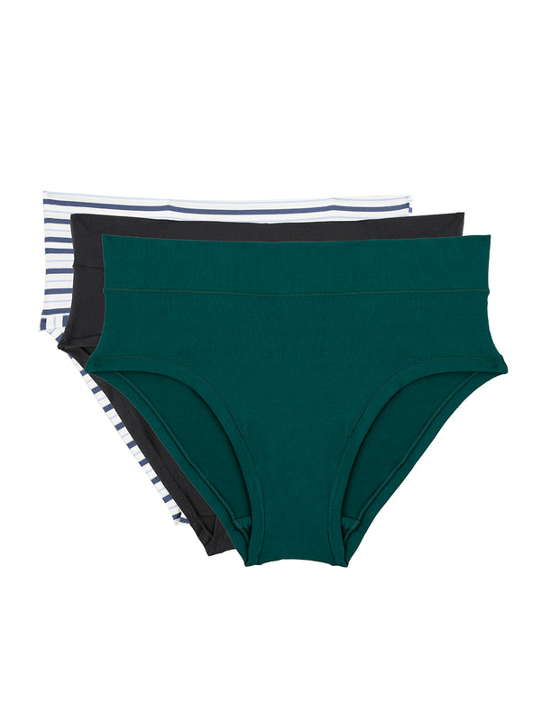 redtape Women's Hipster Underwear | Barely-There Everyday Comfort ( Pack of 3) Black White Sea Green
