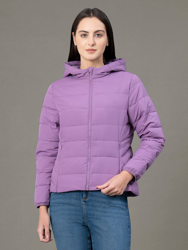 Redtape Women's Light Mauve Polyester Solid Padded Jacket Light Mauve