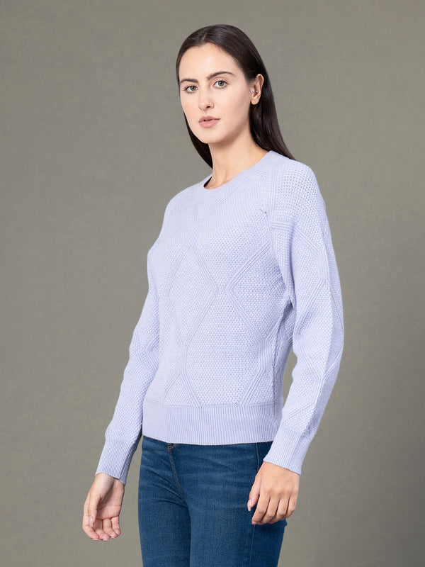 Redtape Women's Lilac Poly Viscose Polyamide Solid Sweater Lilac
