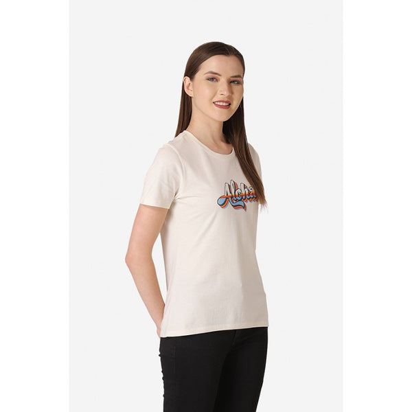 Redtape Women's Off White Round Neck T-Shirt Off White