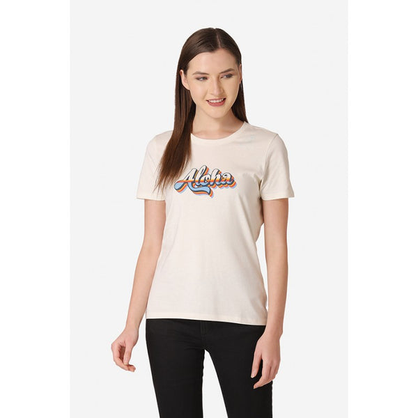 redtape Women's Off White Round Neck T-Shirt Off White