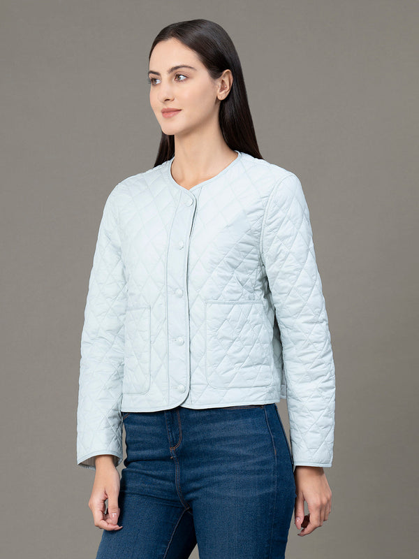 Redtape Women's Pale Blue Nylon Solid Jacket Pale Blue
