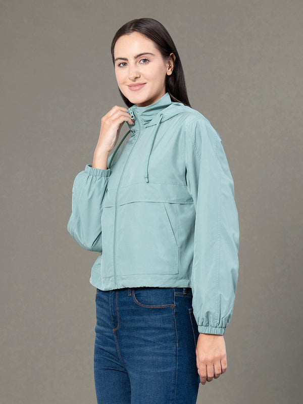 Redtape Women's Sea Green Polyester Solid Windcheater Jacket Sea Green