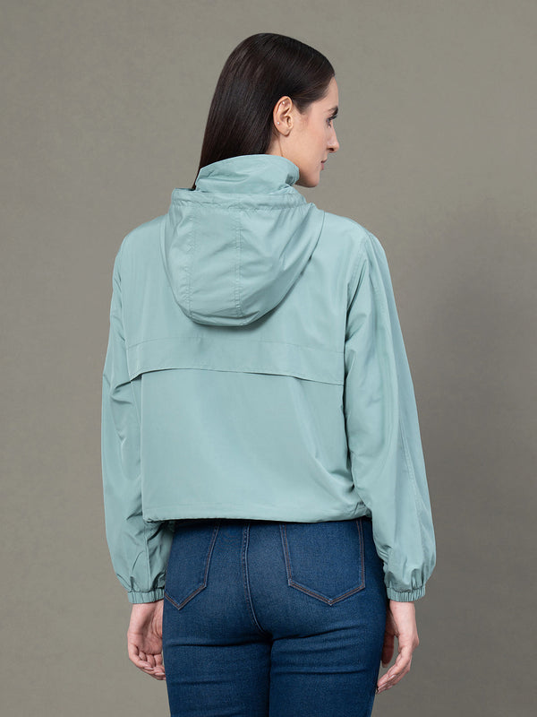 Redtape Women's Sea Green Polyester Solid Windcheater Jacket Sea Green