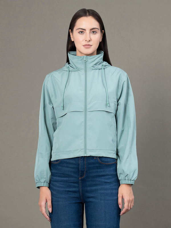 redtape Women's Sea Green Polyester Solid Windcheater Jacket Sea Green