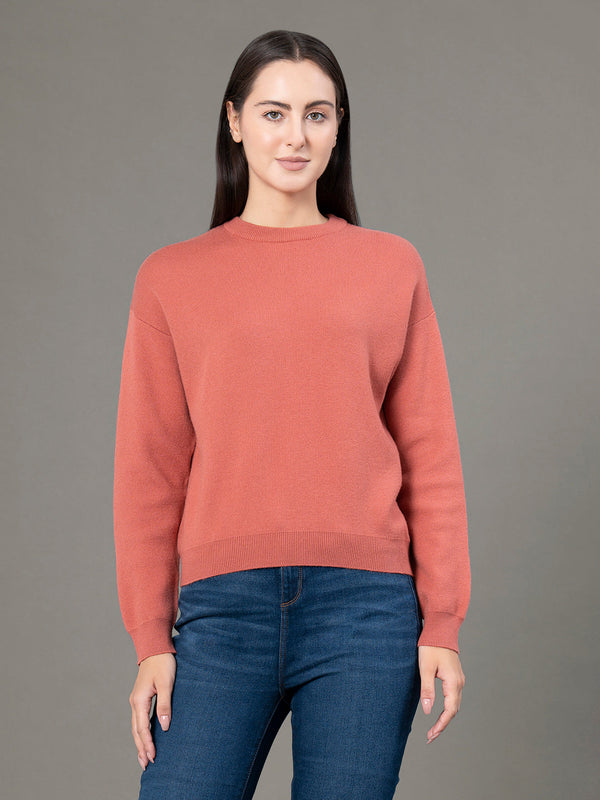 Redtape Women's Slate Brick Poly Viscose Nylon Solid Sweater Slate Brick