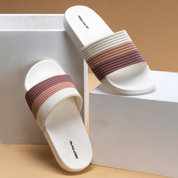 redtape Women’s Sliders for Everyday Casual and Poolside Comfort Off White/Pink