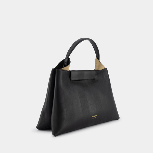 Ree Projects ELIEZE MEDIUM - SOFT CALF EMBOSSED STRIPES - BLACK