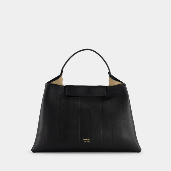 ree projects ELIEZE MEDIUM - SOFT CALF EMBOSSED STRIPES - BLACK