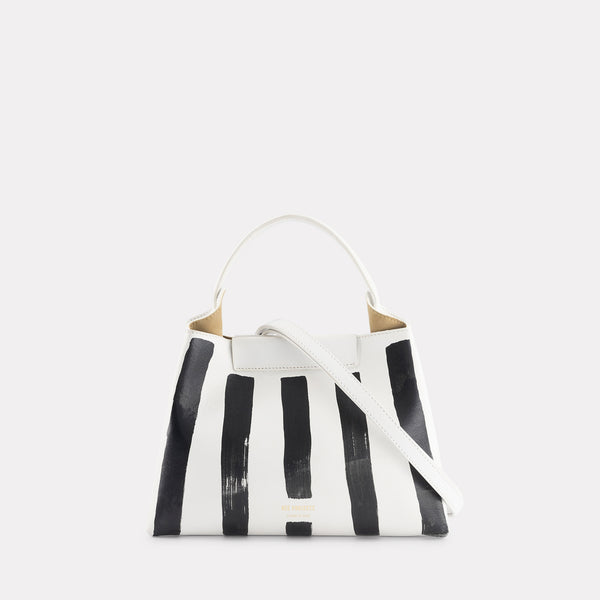 Ree Projects ELIEZE MINI - SOFT CALF - HAND PAINTED STRIPES WHITE/BLACK