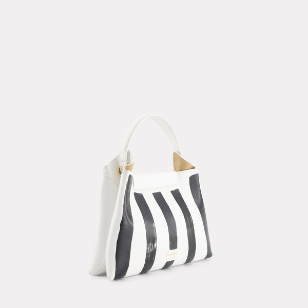 Ree Projects ELIEZE MINI - SOFT CALF - HAND PAINTED STRIPES WHITE/BLACK