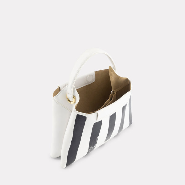 Ree Projects ELIEZE MINI - SOFT CALF - HAND PAINTED STRIPES WHITE/BLACK