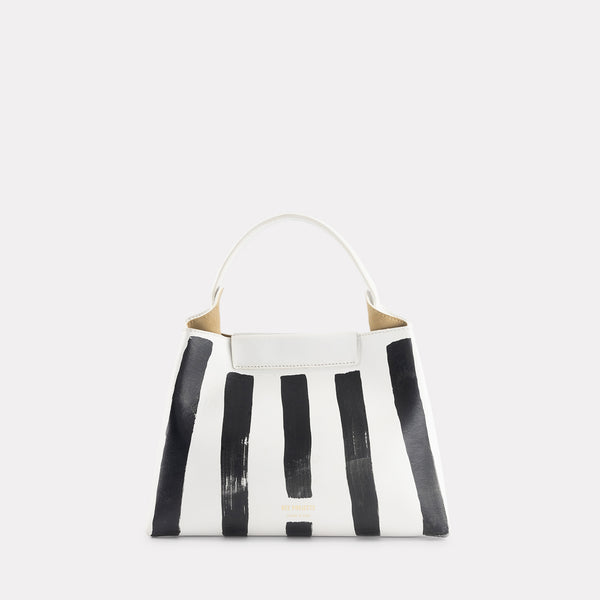 ree projects ELIEZE MINI - SOFT CALF - HAND PAINTED STRIPES WHITE/BLACK