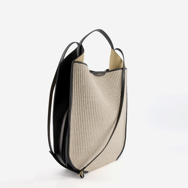 Ree Projects HELENE LARGE - RAFFIA / BLACK CALF LEATHER