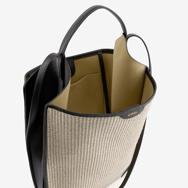 Ree Projects HELENE LARGE - RAFFIA / BLACK CALF LEATHER
