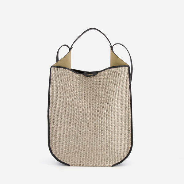 ree projects HELENE LARGE - RAFFIA / BLACK CALF LEATHER