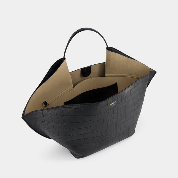Ree Projects ANN TOTE MEDIUM - SOFT CROC - BLACK
