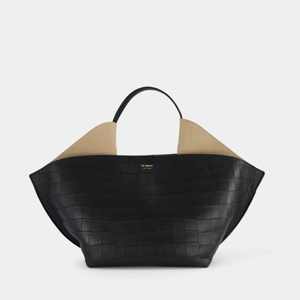 ree projects ANN TOTE MEDIUM - SOFT CROC - BLACK