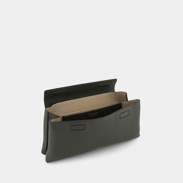 Ree Projects ELIEZE CLUTCH - PEBBLE GRAIN - DEEP MOSS