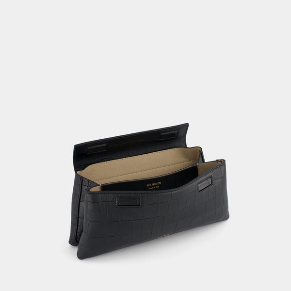 Ree Projects ELIEZE CLUTCH - SOFT CROC - BLACK