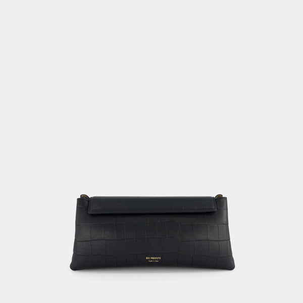 ree projects ELIEZE CLUTCH - SOFT CROC - BLACK