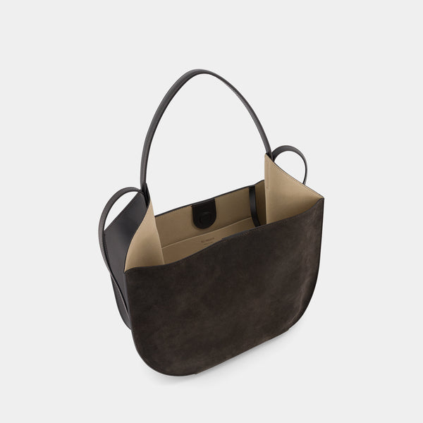 Ree Projects HELENE HOBO - SOFT CALF SUEDE - EBONY