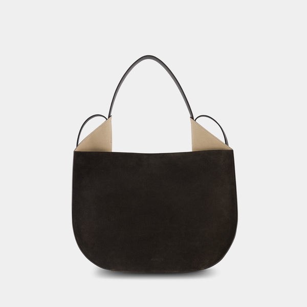 ree projects HELENE HOBO - SOFT CALF SUEDE - EBONY