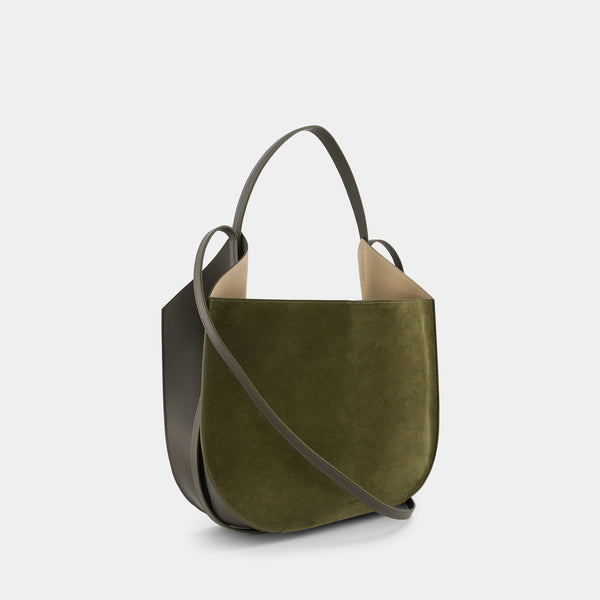Ree Projects HELENE HOBO - SOFT CALF SUEDE - KHAKI