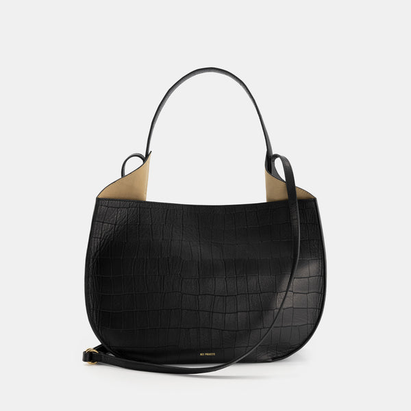 Ree Projects HELENE HOBO - SOFT CROC - BLACK
