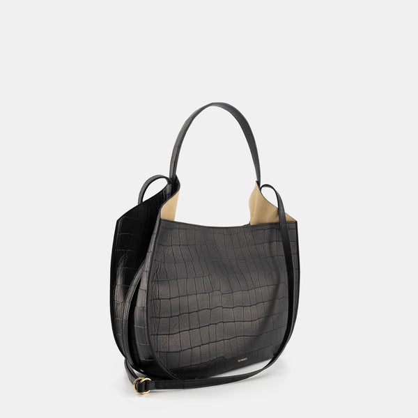 Ree Projects HELENE HOBO - SOFT CROC - BLACK