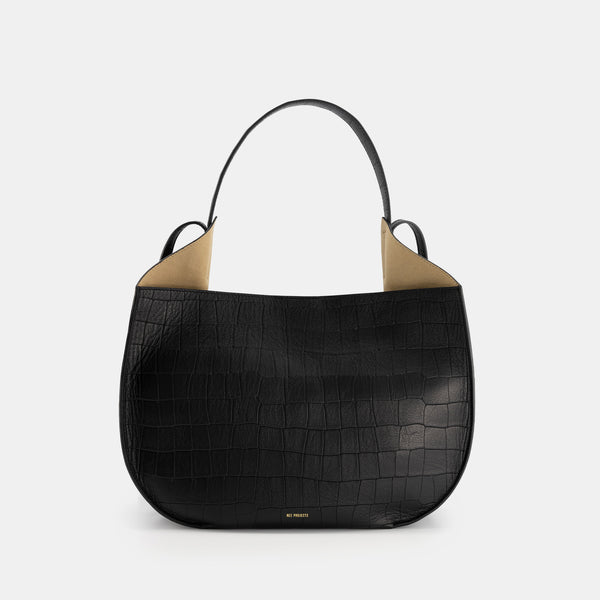 ree projects HELENE HOBO - SOFT CROC - BLACK
