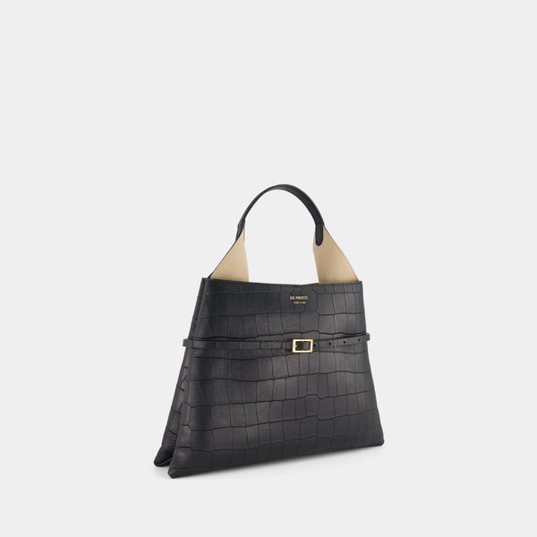 Ree Projects TOTE CLARE MINI - SOFT CROC - BLACK