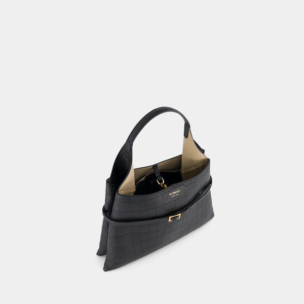 Ree Projects TOTE CLARE MINI - SOFT CROC - BLACK