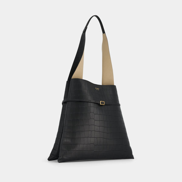 Ree Projects TOTE NESSA - SOFT CROC - BLACK