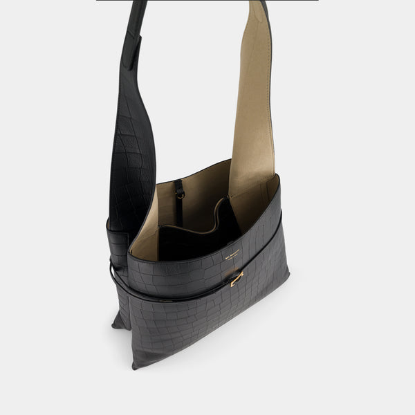 Ree Projects TOTE NESSA - SOFT CROC - BLACK