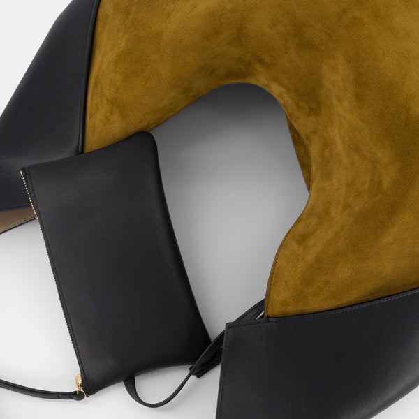 Ree Projects RIVA HOBO - SUEDE SOFT CALF - MUSTARD BLACK