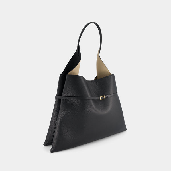 Ree Projects TOTE CLARE LARGE BELT - PEBBLE GRAIN - BLACK
