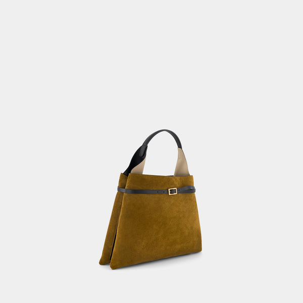 Ree Projects TOTE CLARE MINI - SUEDE SOFT CALF - MUSTARD BLACK